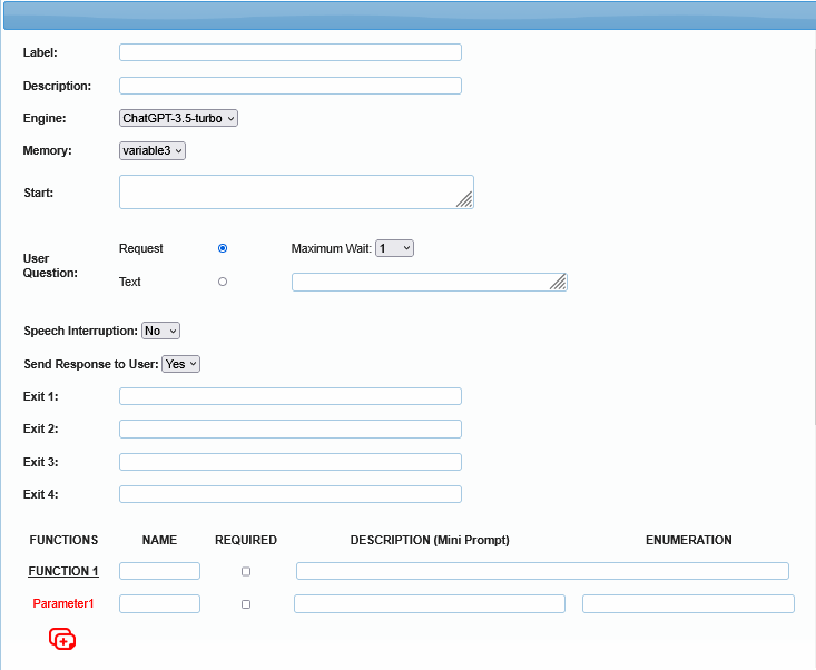 AI box configuration form