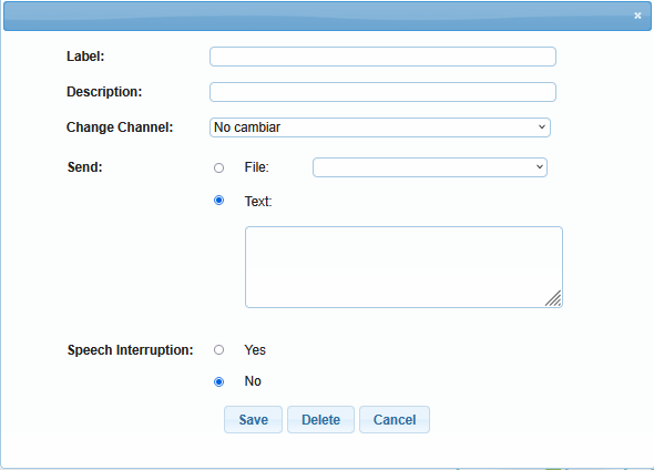 Send box configuration form