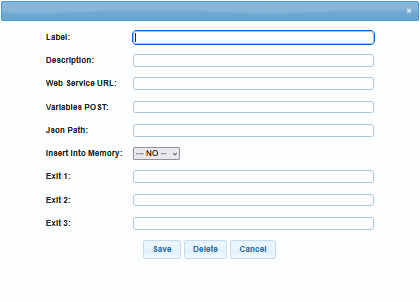 Webservice box configuration form